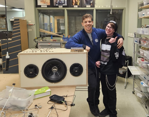 Brandon T in Grade 12 built this amazing, fully functional speaker in Design Thinking.
