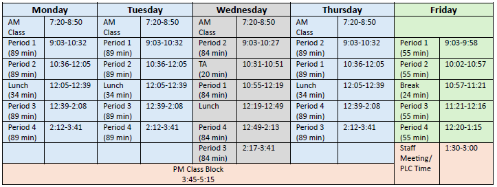 Bell Schedule 2026 2027