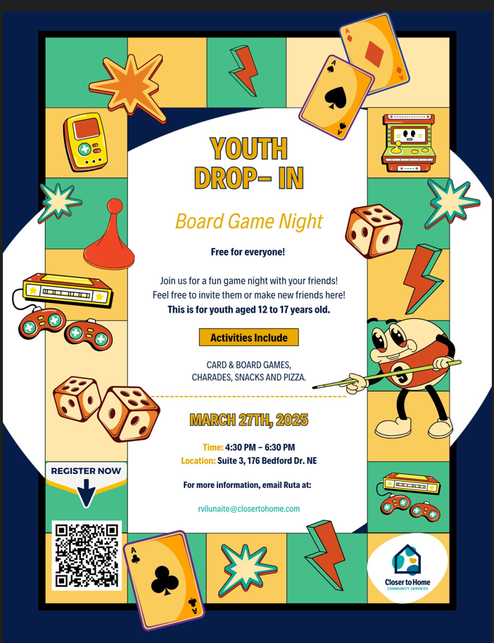 Youth Drop In Board Game Night Mar 27, 2025